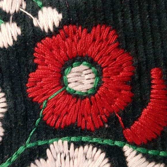 New Embroidered Mini Teal Corduroy Skirt - Picture 14 of 17